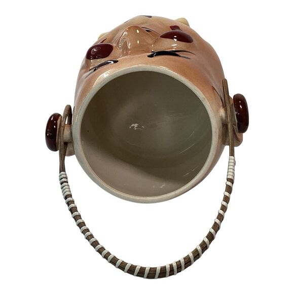 Asian Man Head Planter With Handle 4.25in Deep - Picture 4 of 6